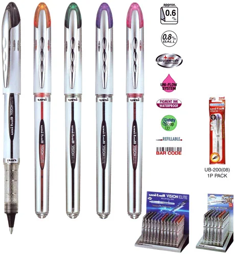 UNİ ROLLER KALEM VISION ELITE UB-200 0.8 S-M-K 3 LÜ