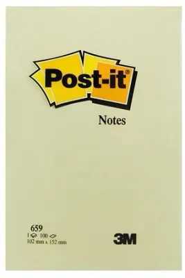 POST-IT YAPIŞKANLI NOT KAĞIDI SARI 102x152 DÜZ 100 YP 659 520100441300 (Best)