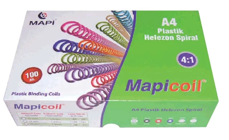 MAPİ SPİRAL PLASTİK HELEZON 4:1 10MM ŞEFFAF 100 AD. 48 LOP POŞETLİ 2361004 (Best)