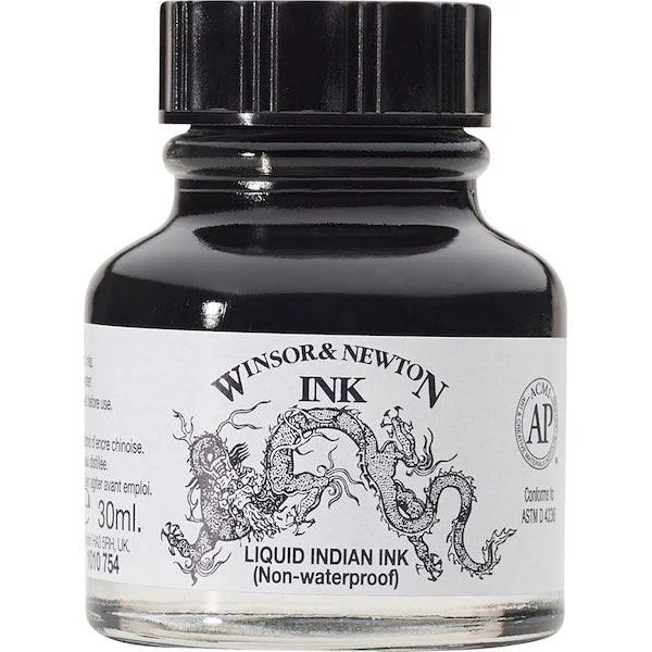 W&N ÇİZİM MÜREKKEBİ DRAWING INK 30 ML BLACK 030 WN-1010030