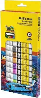 NOVA COLOR AKRİLİK BOYA 12 ML TÜP 12 Lİ NC-2004 (Best)