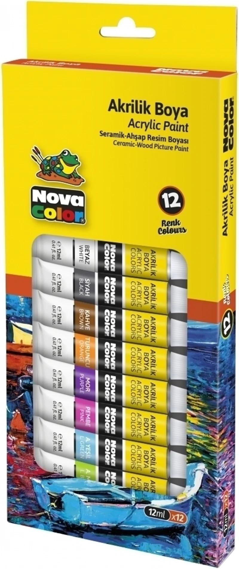 NOVA COLOR AKRİLİK BOYA 12 ML TÜP 12 Lİ NC-2004 (Best)