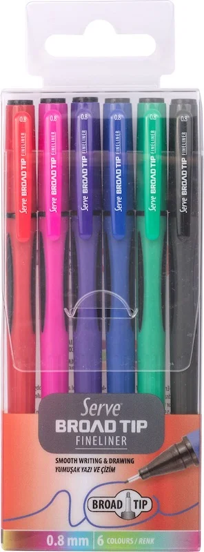 SERVE FINELINER BROAD TIP 0.8 SET 6 LI KARMA PET SV-BROADTF08P6KR