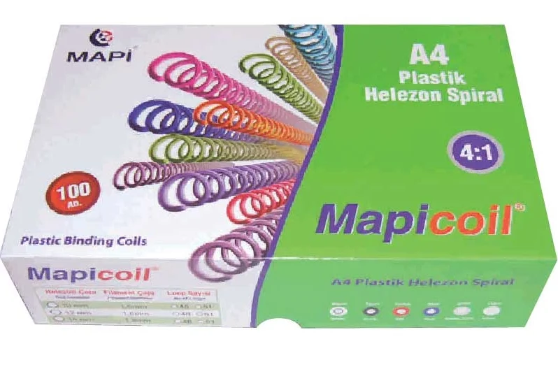 MAPİ SPİRAL PLASTİK HELEZON 4:1 10MM BEYAZ 100 ADET 48 LOP 2351000