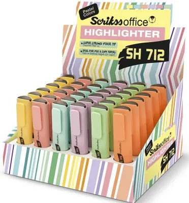 SCRIKSS OFFICE FOSFORLU KALEM SH712 36 LI STAND PASTEL RENKLER