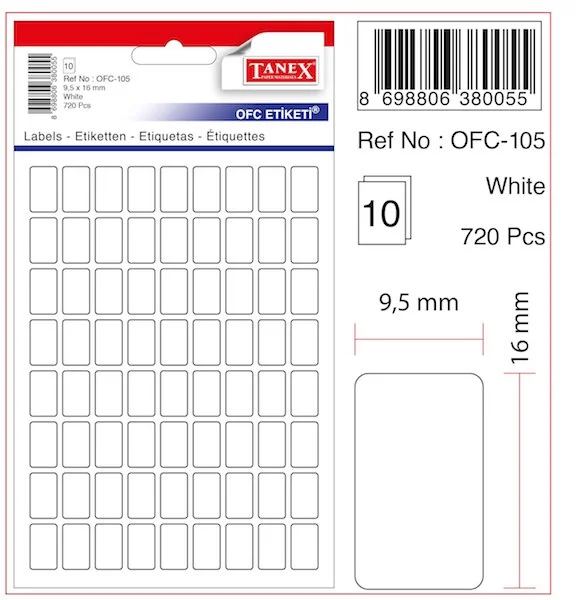 TANEX OFİS ETİKETİ OFC-105 BEYAZ