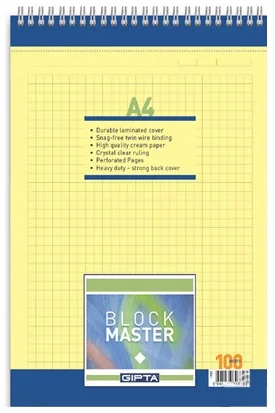 GIPTA BLOKNOT BLOCK MASTER A4 SPİRALLİ KARTON KAPAK 100 YP. ÇİZGİLİ 1382 (Best)