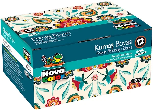 NOVA COLOR KUMAŞ BOYASI ŞİŞE SET 12 Lİ NC-192 (Best)