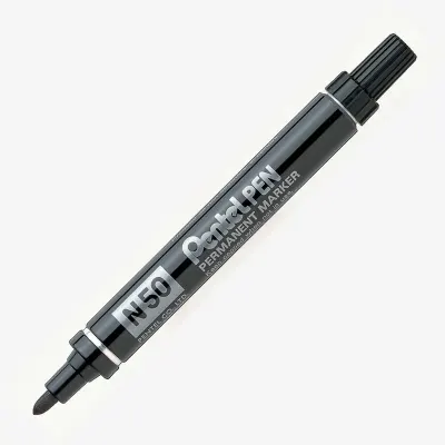 PENTEL PERMANENT MARKÖR N50 YUVARLAK UÇ METAL GÖVDE SİYAH Y N50-A