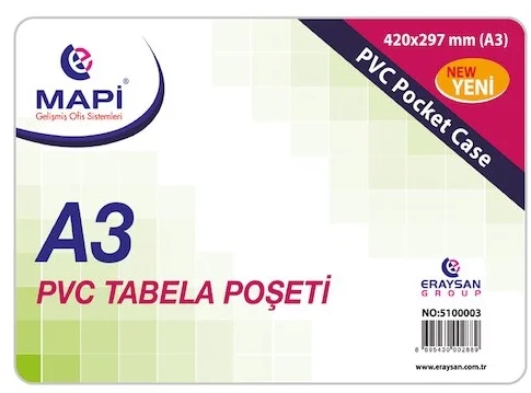 MAPİ TABELA POŞETİ A3 PVC 20Lİ 510 00 03