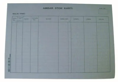 DİLMAN AMBAR STOK KARTI KÜÇÜK YATAY 100 LÜ 3103