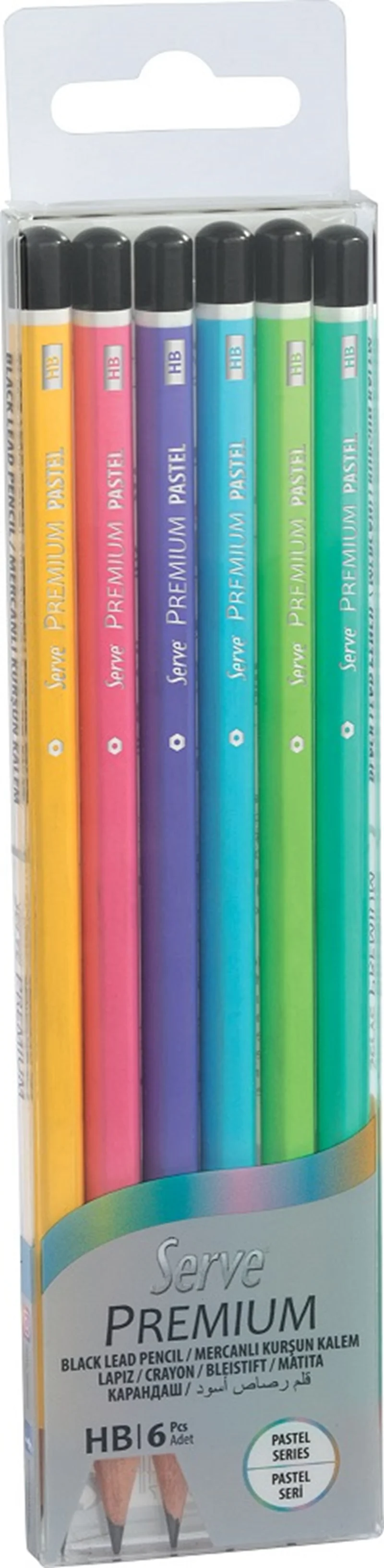 SERVE KURŞUN KALEM PREMIUM SET 6 LI PASTEL PET SV-KKB6PSKRP