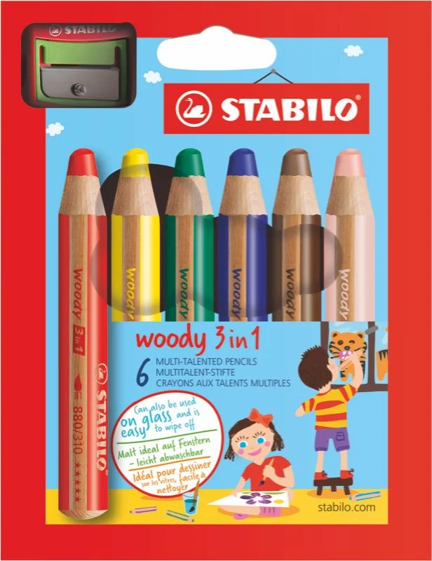 STABILO KURU BOYA WOODY 3 IN 1 6 RENK 8806-2