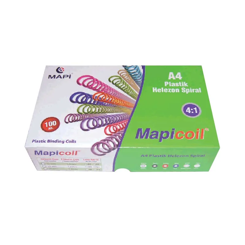 MAPİ SPİRAL PLASTİK HELEZON 4:1 8MM BEYAZ 200 ADET 48 LOP 2350800