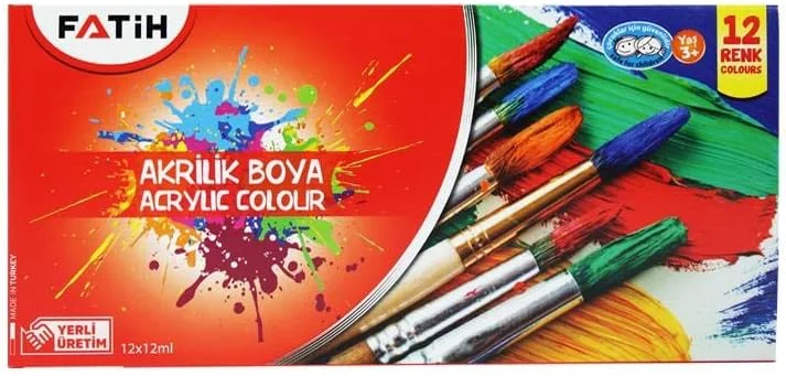 FATİH AKRİLİK BOYA 12 RENK 12 ML TÜP FA50501AB12 (Best)