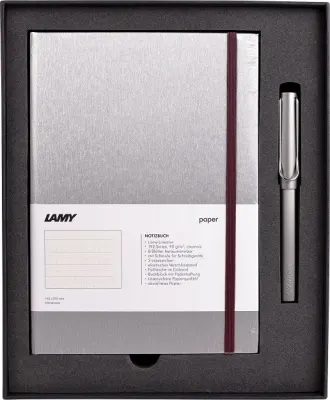 LAMY ROLLER KALEM SET AL-STAR GRİ+DEFTER SERT KAPAK MOR B1SMR-326