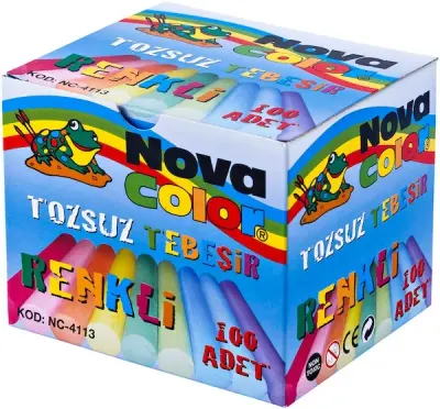 NOVA COLOR TEBEŞİR 100'LÜ RENKLİ TOZSUZ NC-4113 (Best)