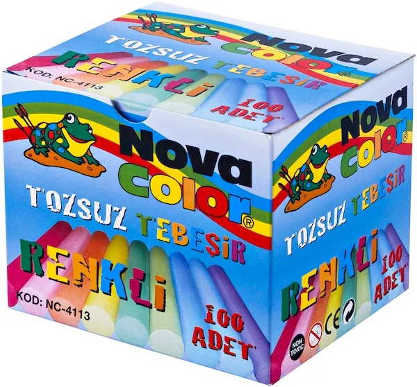 NOVA COLOR TEBEŞİR 100'LÜ RENKLİ TOZSUZ NC-4113 (Best)