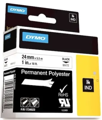 DYMO ŞERİT RHİNOPRO 24MM x 5.5MT BEYAZ/SİYAH 1734523