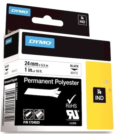 DYMO ŞERİT RHİNOPRO 24MM x 5.5MT BEYAZ/SİYAH 1734523