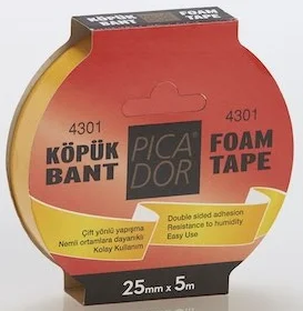 PICADOR ÇİFT TARAFLI BANT KÖPÜK ASKILI 4301 25MMX5MT KO003