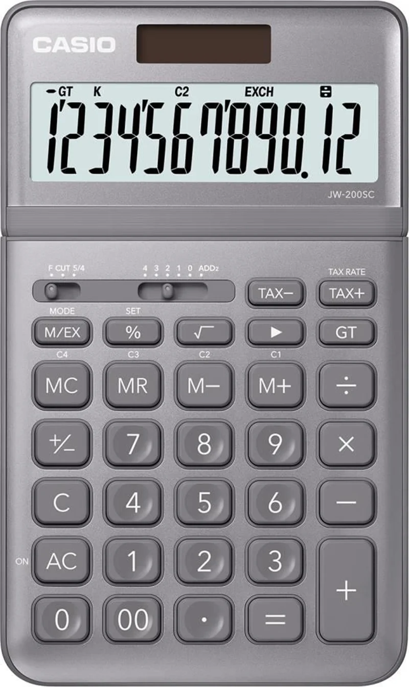 CASIO HESAP MAKİNESİ MASAÜSTÜ JW-200SC-GY GRİ