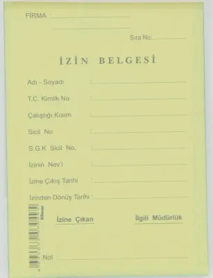 DİLMAN GÜNLÜK İŞÇİ İZİN KAĞIDI OTOKOPİLİ 100 LÜ 3049