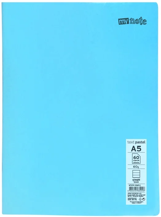 MYNOTE DEFTER TEXT PASTEL PP KAPAK DİKİŞLİ A5 60 YP ÇİZGİLİ MTXPA-A560-Ç