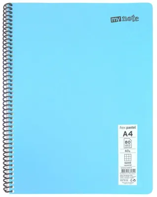 MYNOTE DEFTER FLEX PASTEL PP KAPAK SPİRALLİ A4 60 YP ÇİZGİLİ MFXPA-A460-Ç