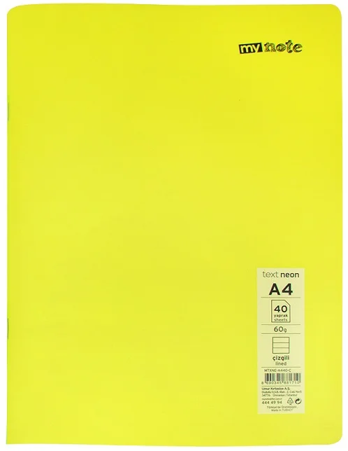 MYNOTE DEFTER TEXT NEO PP KAPAK DİKİŞLİ A4 80 YP ÇİZGİLİ MTXNE-A480-Ç