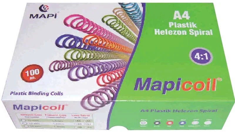 MAPİ SPİRAL PLASTİK HELEZON 4:1 25MM ŞEFFAF 50 ADET 48 LOP 2352504 (Best)