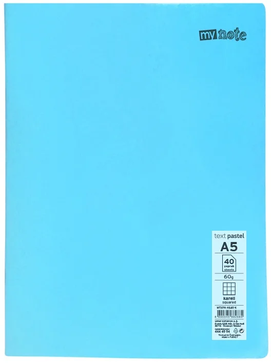 MYNOTE DEFTER TEXT PASTEL PP KAPAK DİKİŞLİ A5 40 YP ÇİZGİLİ MTXPA-A540-Ç