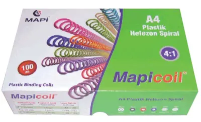 MAPİ SPİRAL PLASTİK HELEZON 4:1 8MM ŞEFFAF 200 AD. 48 LOP POŞETLİ 2360804