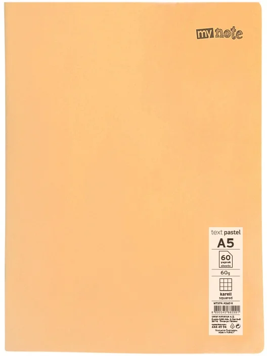 MYNOTE DEFTER TEXT PASTEL PP KAPAK DİKİŞLİ A5 60 YP KARELİ MTXPA-A560-K
