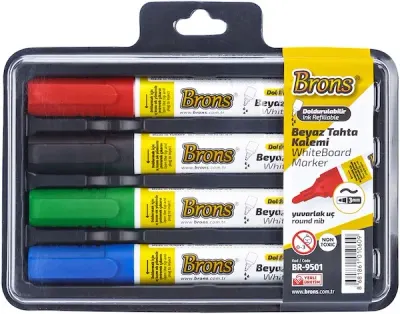 BRONS BEYAZ TAHTA KALEMİ DOLDURULABİLİR 4 LÜ SET BR-9501