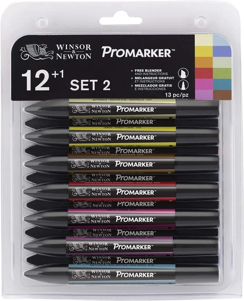 W&amp;N PROMARKER KALEM SET 2 12 RENK + KARIŞTIRICI WN-0290138