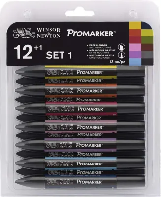 W&N PROMARKER KALEM SET 1 12 RENK + KARIŞTIRICI WN-0290137