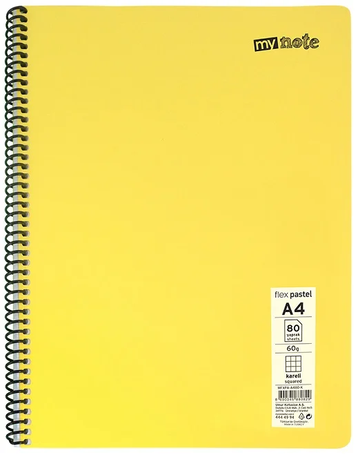 MYNOTE DEFTER FLEX PASTEL PP KAPAK SPİRALLİ A4 40 YP ÇİZGİLİ MFXPA-A440-Ç