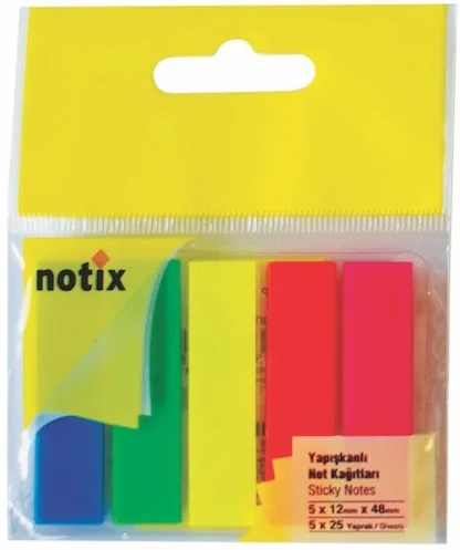 NOTIX YAPIŞKANLI NOT KAĞIDI NEON AYRAÇ 5 RENK x 25 YP 51004190