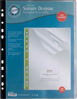 SERVE SUNUM DOSYASI KLASÖRE TAKILABİLİR 10 LU SİYAH SV-6110-SYH