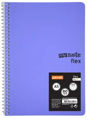 MYNOTE DEFTER FLEX NEO PP KAPAK SPİRALLİ A5 80 YP ÇİZGİLİ MFXNE-A580-Ç