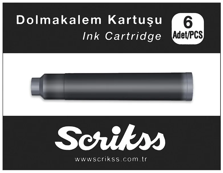 SCRIKSS DOLMA KALEM KARTUŞU 6 LI PAKET SİYAH