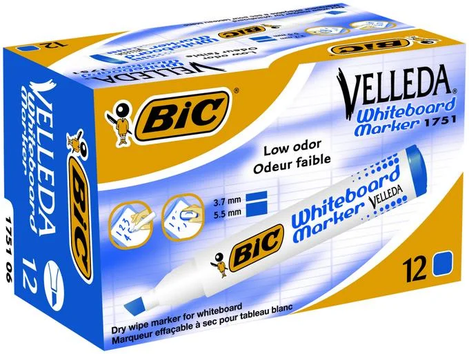 BIC BEYAZ TAHTA KALEMİ VELLEDA 1751 12 Lİ SİYAH 904946-525828