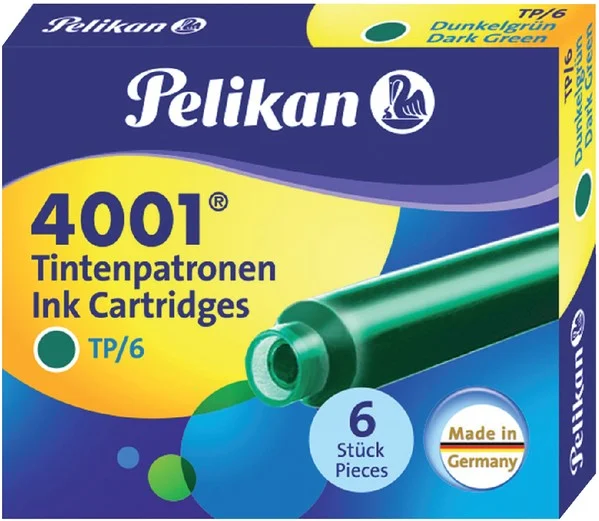 PELİKAN DOLMA KALEM KARTUŞU 4001 KÜÇÜK KOYU YEŞİL 6 LI 301200