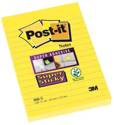 POST-IT YAPIŞKANLI NOT KAĞIDI SARI SUPER STICKY 152x102 90 YP 660-S 530200471600