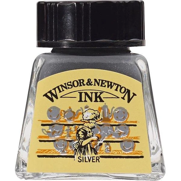 W&N ÇİZİM MÜREKKEBİ DRAWING INK 14 ML SILVER 617 WN-1005617