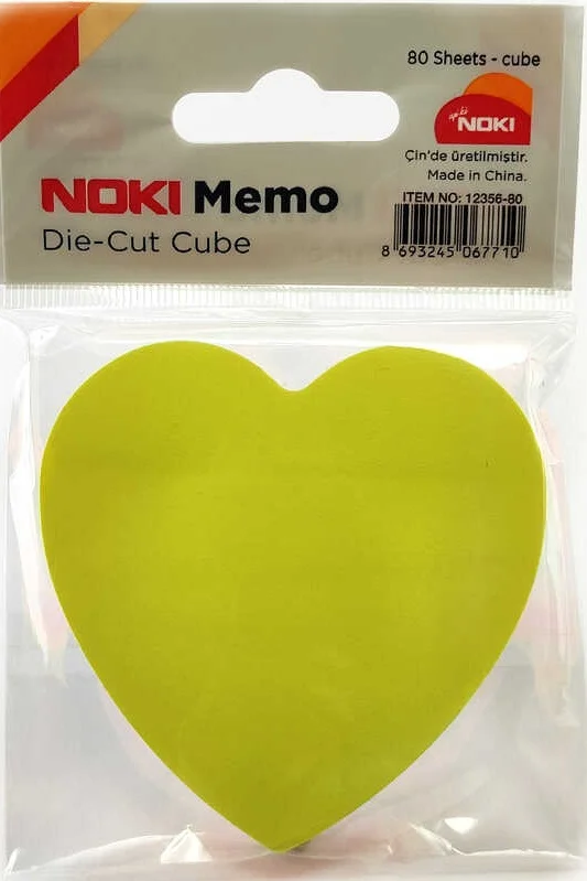 NOKİ MEMO YAPIŞKANLI NOT KAĞIDI 75x75 80 YP 12356-80 5 RENK KALP