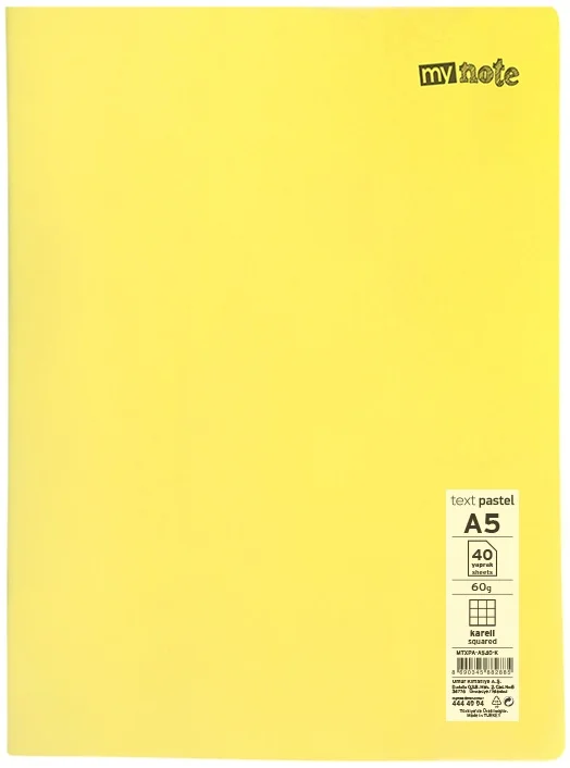 MYNOTE DEFTER TEXT PASTEL PP KAPAK DİKİŞLİ A5 40 YP KARELİ MTXPA-A540-K