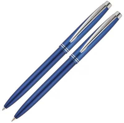SCRIKSS TÜKENMEZ KALEM + VERSATİL KALEM SET 108 PRESTİJ KRİSTAL KUTU MAVİ