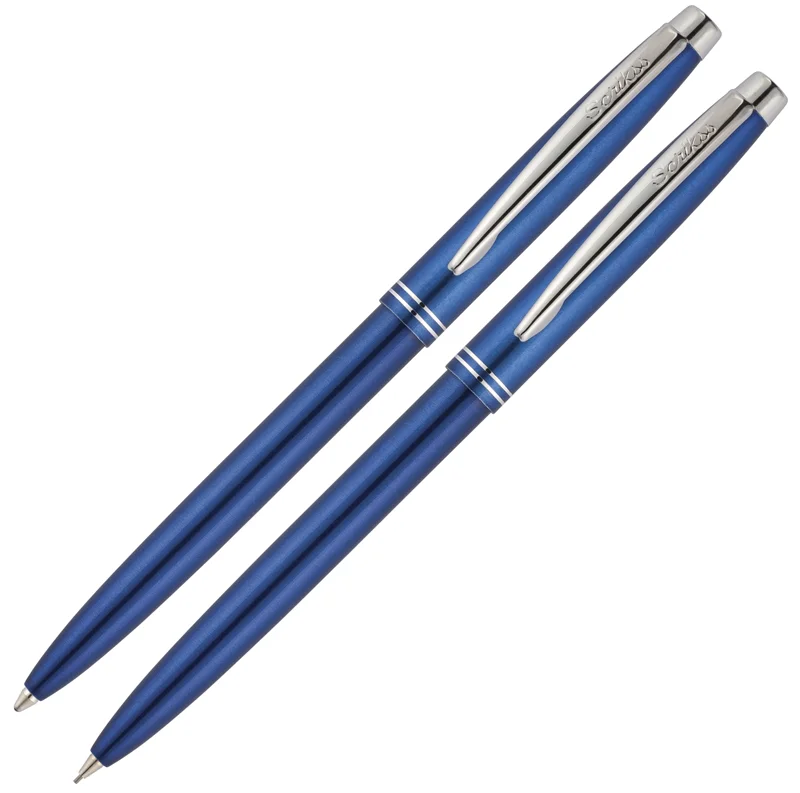SCRIKSS TÜKENMEZ KALEM + VERSATİL KALEM SET 108 PRESTİJ KRİSTAL KUTU MAVİ
